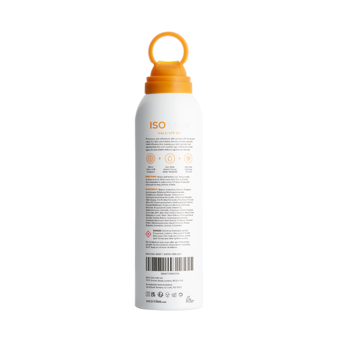 ISOSKIN Halo SPF 50 Spray - PA+++ UVA/UVB Protection, Non-Stick Instant Drying, Water Resistant, 200ml